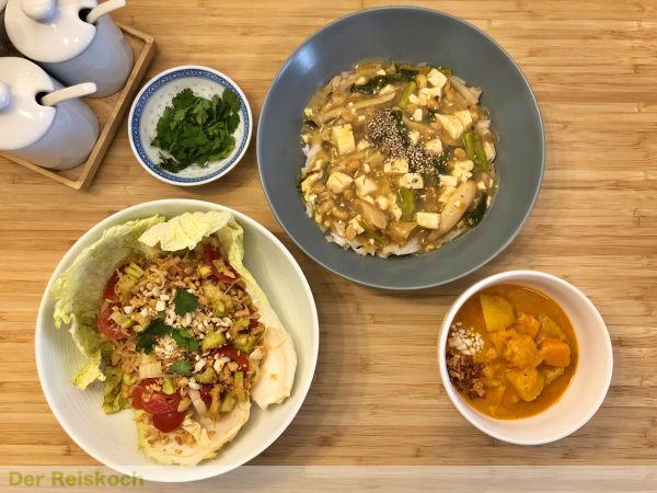 Veganes Thai Menü mit vier Gerichten