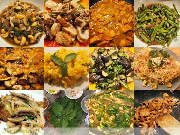 Zwölf vegetarische Thai Gerichte